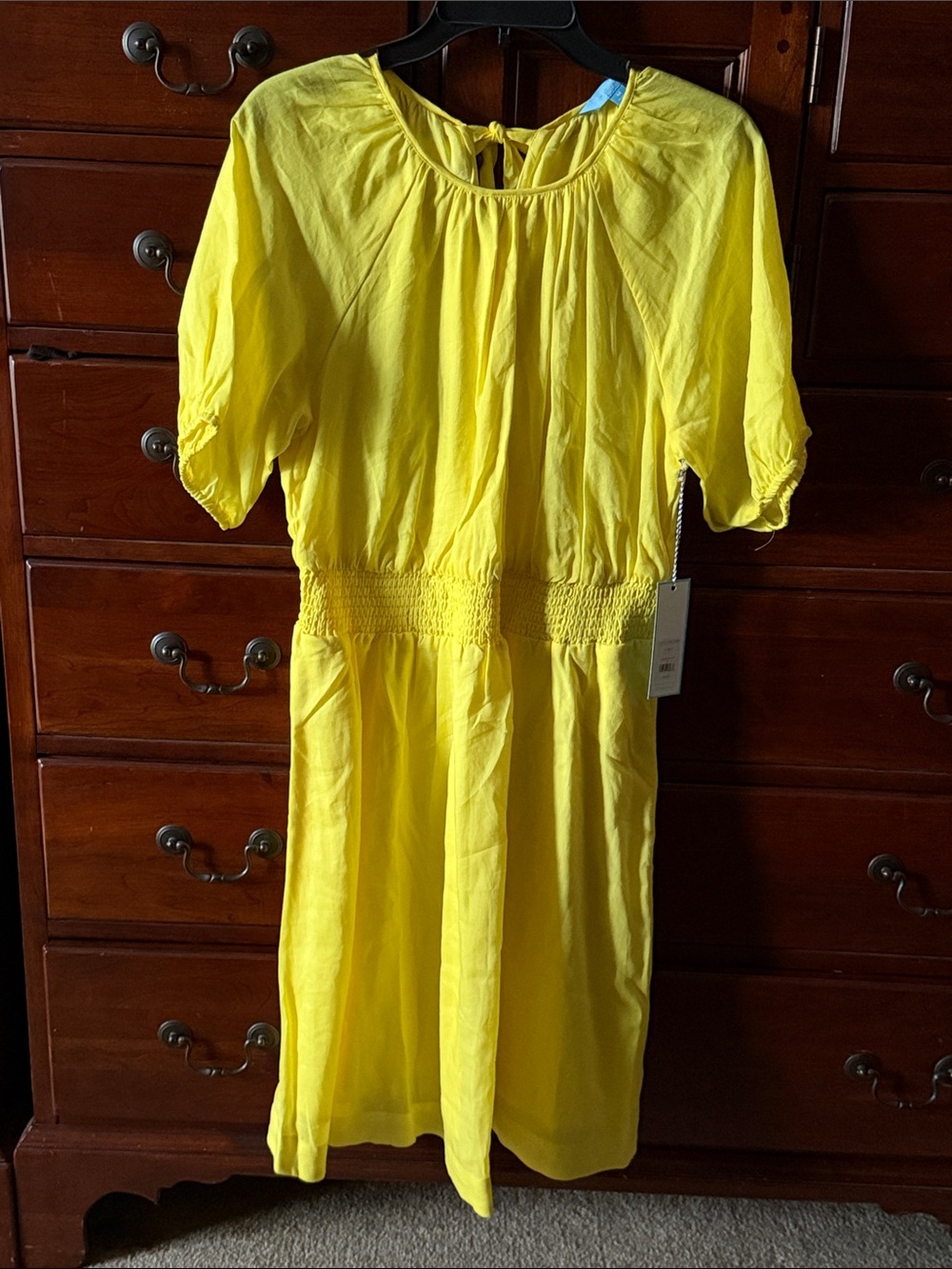 Draper James Sunny Yellow Smocked-Waist Dress - Medium